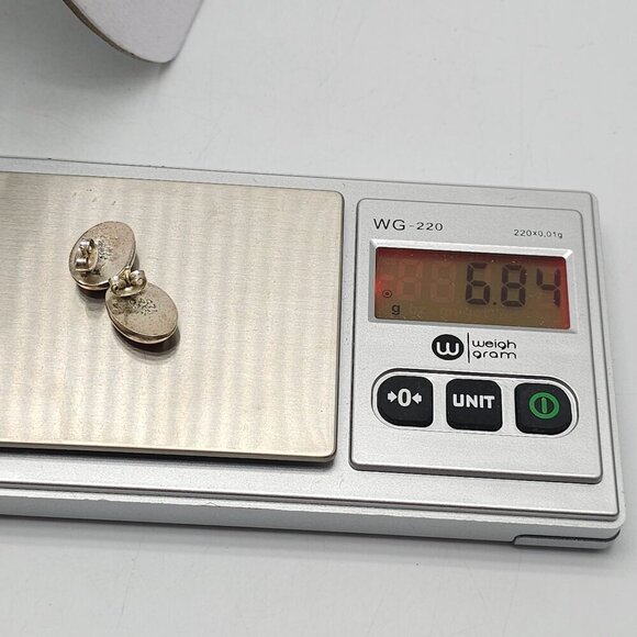 Sterling Silver Taxco Orange Jasper Oval Stud Earrings Vintage - Picture 5 of 5